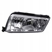 SKODA Headlight With Motor; Silver Frame; Left